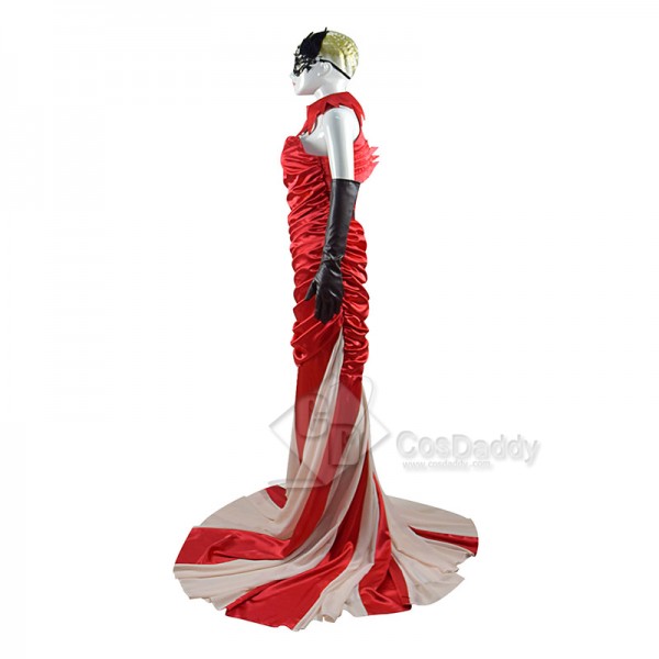 2021 Disney Movie Cruella Costume Cruella De Vil Red Dress Adaption Style