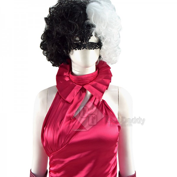 2021 Cruella Deville Cosplay Costume Red Dress Emma Stone Outfit