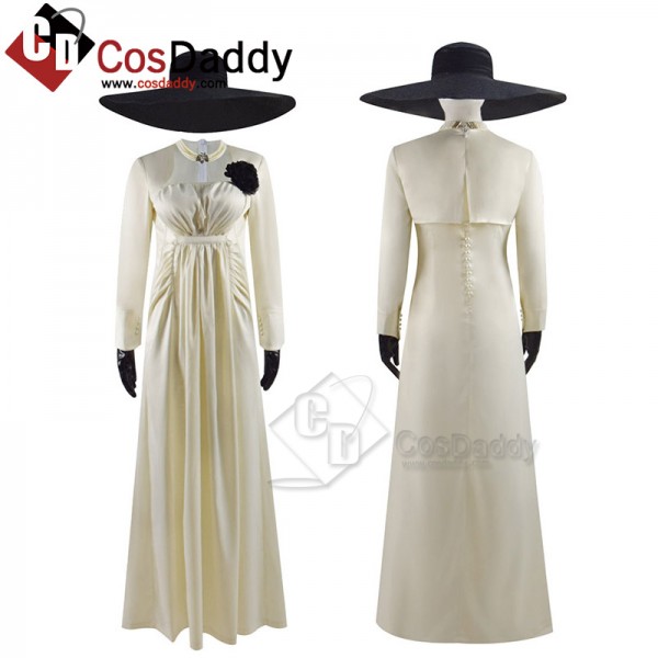 Resident Evil 8 Vampire Lady Alcina Dimitrescu Cosplay Costume Halloween Suit beige Dress