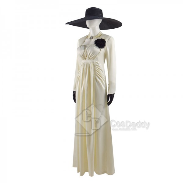 Resident Evil 8 Vampire Lady Alcina Dimitrescu Cosplay Costume Halloween Suit beige Dress