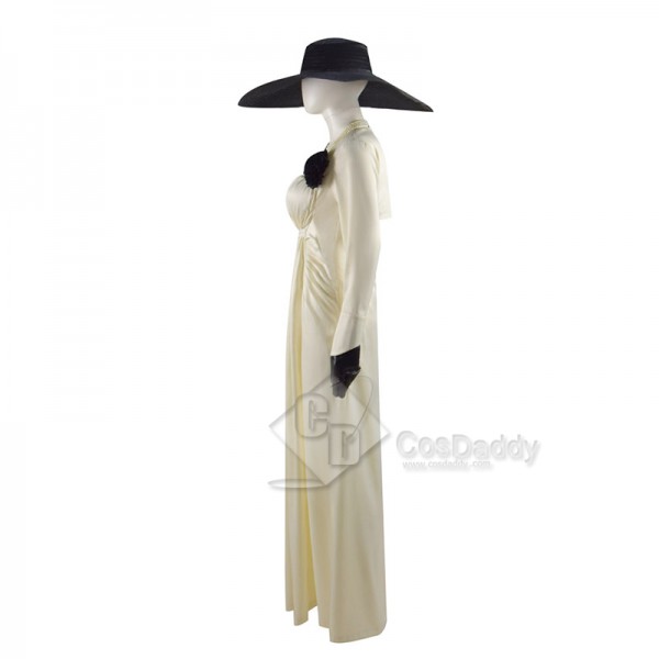 Resident Evil 8 Vampire Lady Alcina Dimitrescu Cosplay Costume Halloween Suit beige Dress