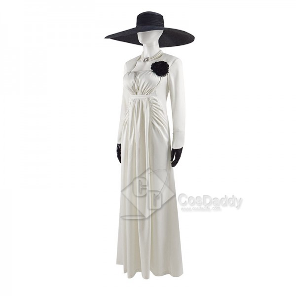 Resident Evil Village Lady Alcina Dimitrescu Cosplay Costume Halloween Carnival Suit White Dress