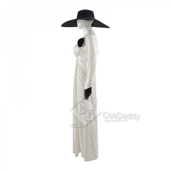 Resident Evil Village Lady Alcina Dimitrescu Cosplay Costume Halloween Carnival Suit White Dress