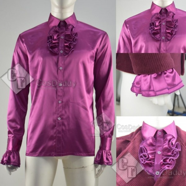 Doctor Who Planet of the Daleks 3rd Doctor Purple Shirt Cosplay Costumes