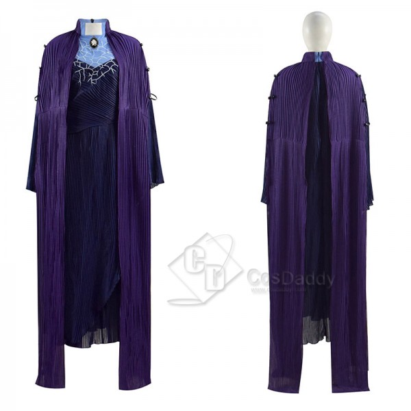  WandaVision Agnes Agatha Harkness Cosplay Costume Purple Cloak Halloween Dress Full Set