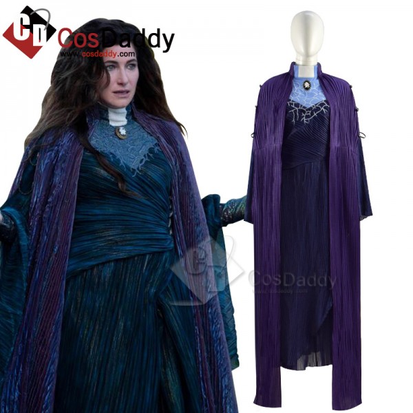  WandaVision Agnes Agatha Harkness Cosplay Costume Purple Cloak Halloween Dress Full Set