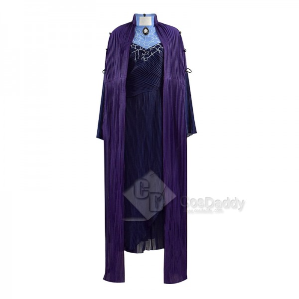  WandaVision Agnes Agatha Harkness Cosplay Costume Purple Cloak Halloween Dress Full Set