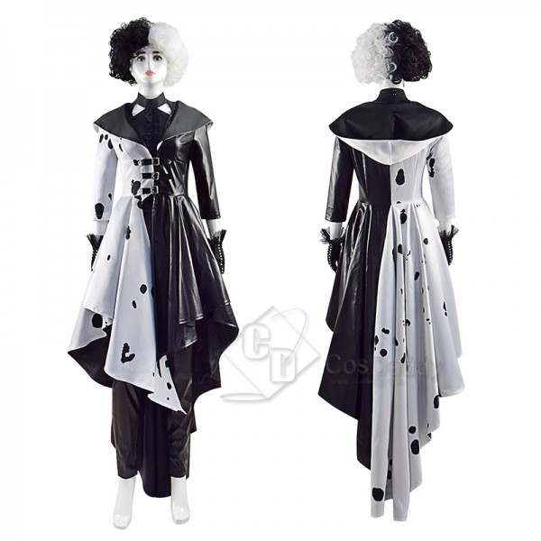 2021 Cruella Dalmatian Coat Costume Cruela Devil Halloween Costumes Ideas Leather Style