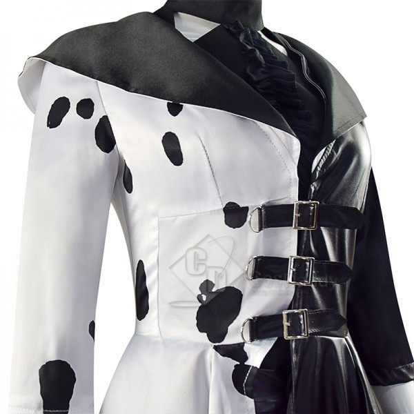 2021 Cruella Dalmatian Coat Costume Cruela Devil Halloween Costumes Ideas Leather Style