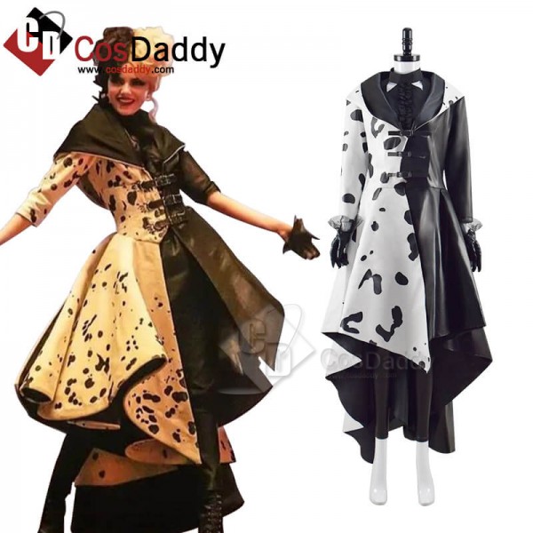 2021 Cruella Dalmatian Coat Costume Cruela Devil Halloween Costumes Ideas Leather Style