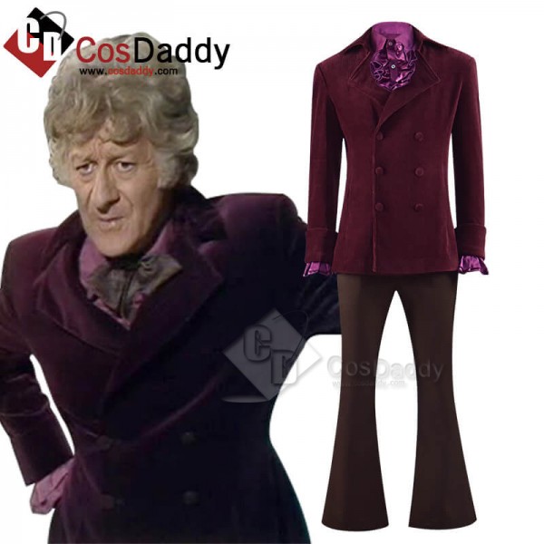 Third 3rd Doctor Planet of the Daleks Jacket Doctor Who Jon Pertwee Coat and Purple Shirt