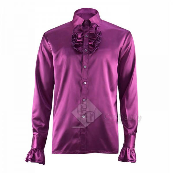 Doctor Who Planet of the Daleks 3rd Doctor Purple Shirt Cosplay Costumes