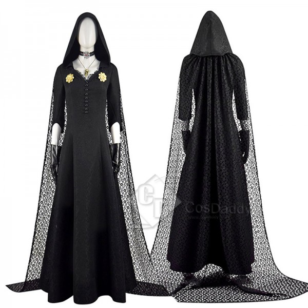 Resident Evil Village Vampire Lady Dimitrescu Daughter Daniela Cosplay Costume Black Dress Outfit