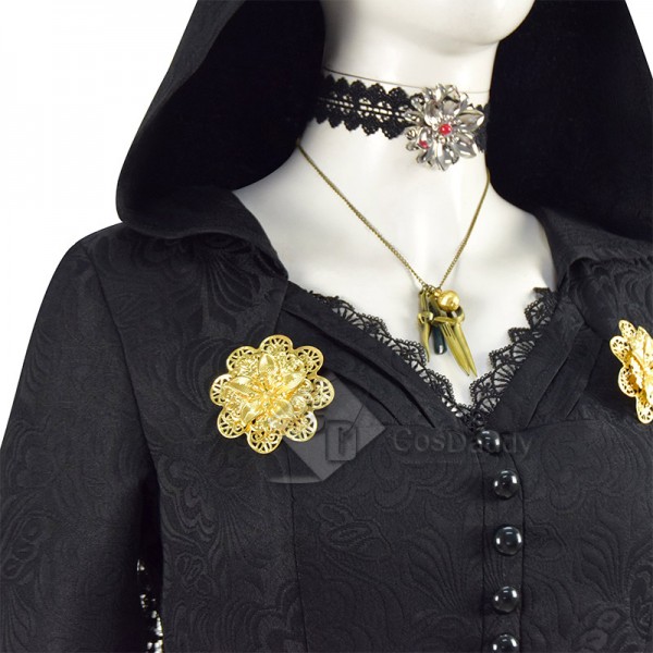 Resident Evil Village Vampire Lady Dimitrescu Daughter Daniela Cosplay Costume Black Dress Outfit