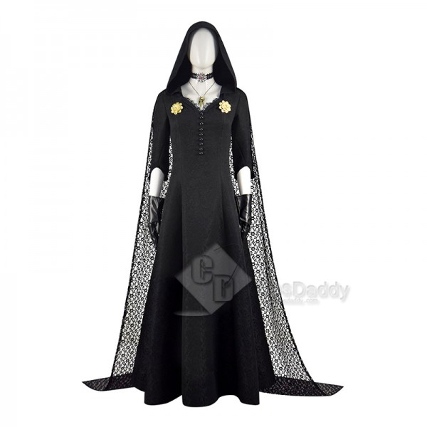 Resident Evil Village Vampire Lady Dimitrescu Daughter Daniela Cosplay Costume Black Dress Outfit