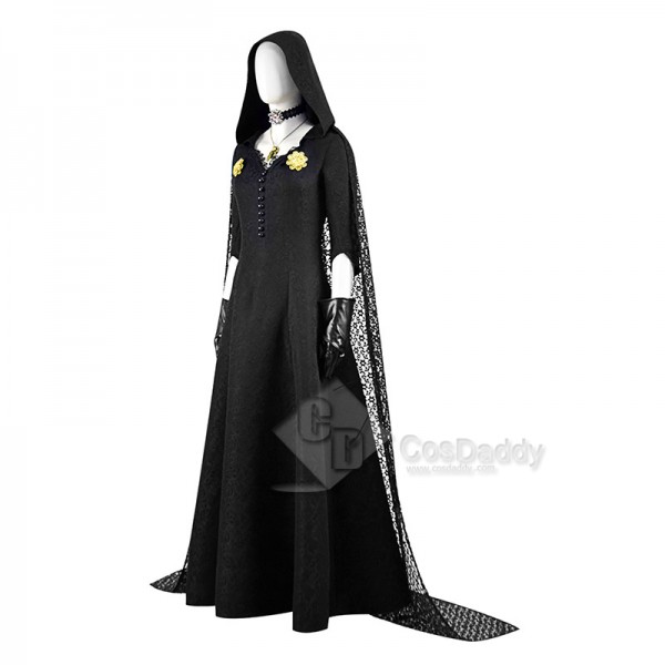 Resident Evil Village Vampire Lady Dimitrescu Daughter Daniela Cosplay Costume Black Dress Outfit