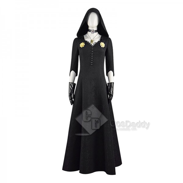 Resident Evil Village Vampire Lady Dimitrescu Daughter Daniela Cosplay Costume Black Dress Outfit