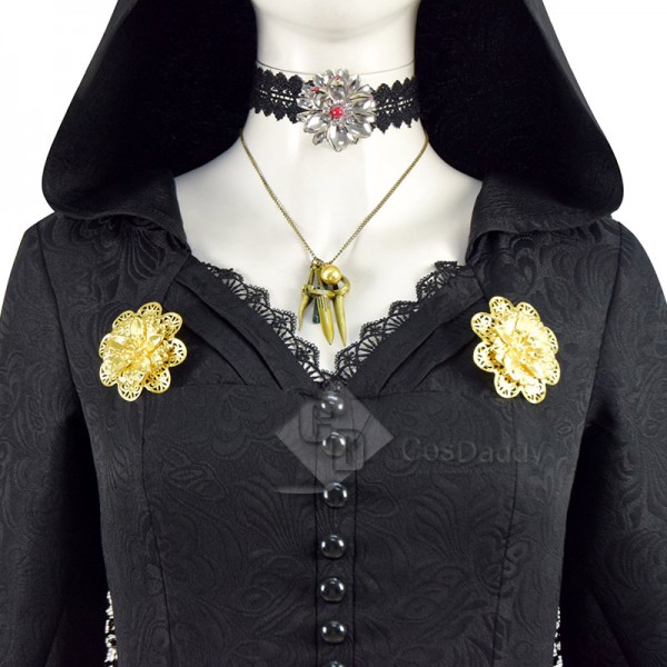 Resident Evil Village Vampire Lady Dimitrescu Daughter Daniela Cosplay Costume Black Dress Outfit