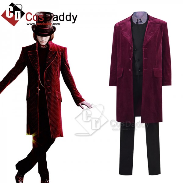 Charlie And The Chocolate Factory Willy Wonka Cosplay Costume Jacket Coat For Kids Adults