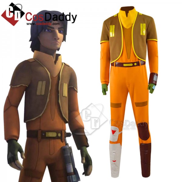 Star Wars Rebels Ezra Bridger Cosplay Costume Yellow Jumpsuit Stormtrooper Suit