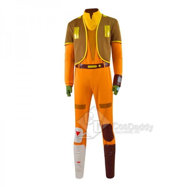 Star Wars Rebels Ezra Bridger Cosplay Costume Yellow Jumpsuit Stormtrooper Suit