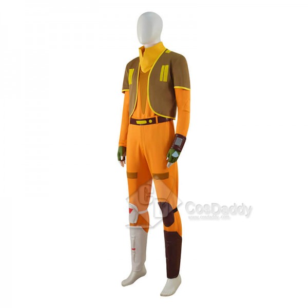 Star Wars Rebels Ezra Bridger Cosplay Costume Yellow Jumpsuit Stormtrooper Suit