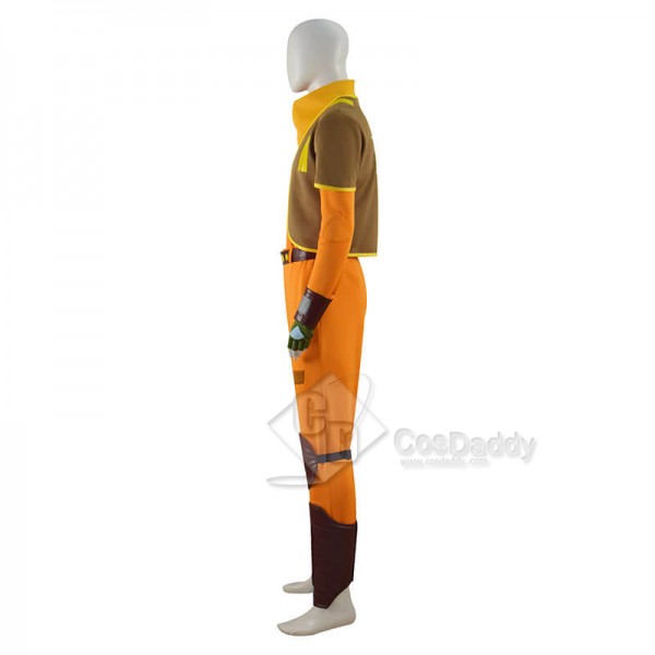 Star Wars Rebels Ezra Bridger Cosplay Costume Yellow Jumpsuit Stormtrooper Suit