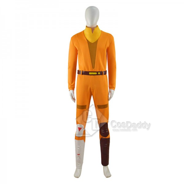 Star Wars Rebels Ezra Bridger Cosplay Costume Yellow Jumpsuit Stormtrooper Suit