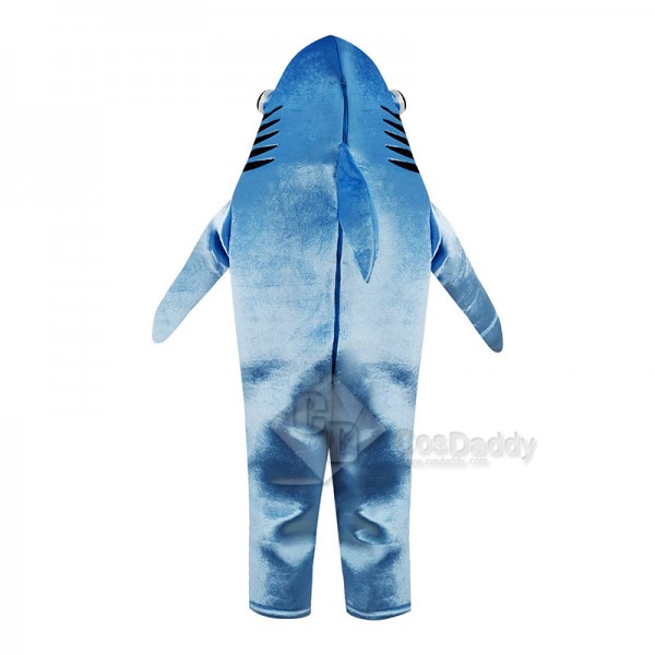 Jaws Attack Shark Costume Party Mascot Blue Shark  Jumpsuit Halloween Fancy Dress