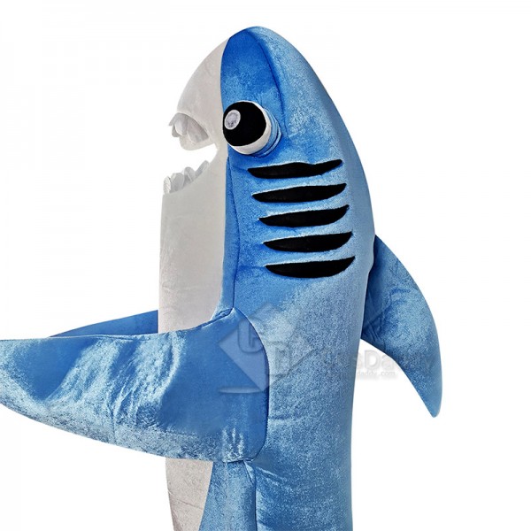 Jaws Attack Shark Costume Party Mascot Blue Shark  Jumpsuit Halloween Fancy Dress