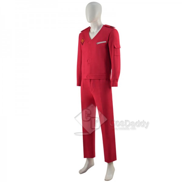 CosDaddy Land of the Giants Red Uniform Steve Burton Flight Jacket Outfit Cosplay Costumes