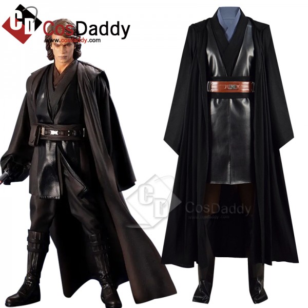 Star Wars Skywalker Jedi Anakin Cosplay Costume Classic Black Cape Outfit Full Set