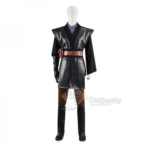 Star Wars Skywalker Jedi Anakin Cosplay Costume Classic Black Cape Outfit Full Set