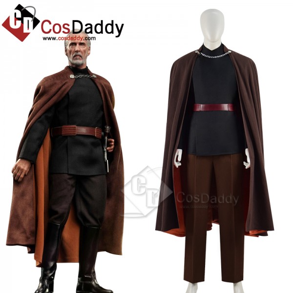 Star Wars 2 Attack of The Clones Count Dooku Cosplay Costume Halloween Carnival Suit