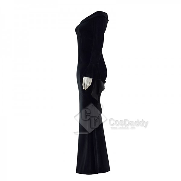 2022 Addams Family Morticia Dress Black Off Shoulder Maxi Dress Halloween Costume