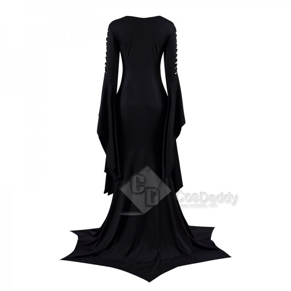 2022 Addams Family Women Morticia Cosplay Costume Long Sleeve Dress Halloween Party Suit