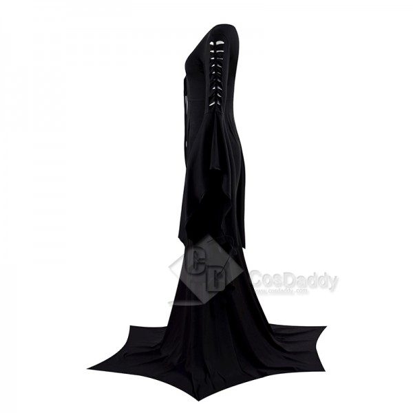 2022 Addams Family Women Morticia Cosplay Costume Long Sleeve Dress Halloween Party Suit