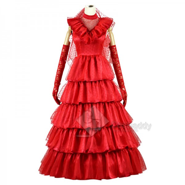 Beetlejuice Lydia Gothic Red Dress Women Wedding Dress Festival Carnival Christmas Outfit CosDaddy