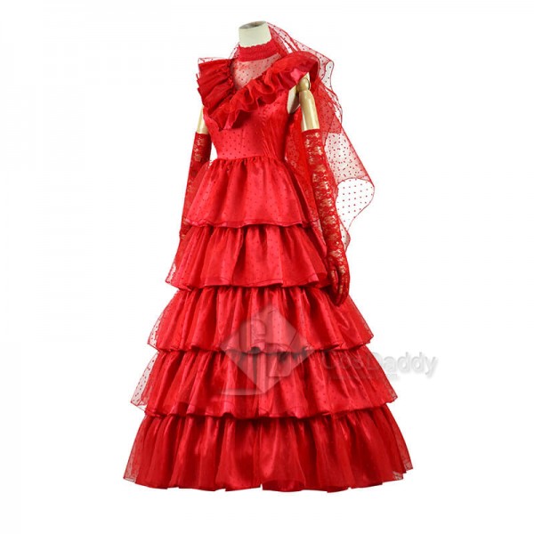 Beetlejuice Lydia Gothic Red Dress Women Wedding Dress Festival Carnival Christmas Outfit CosDaddy