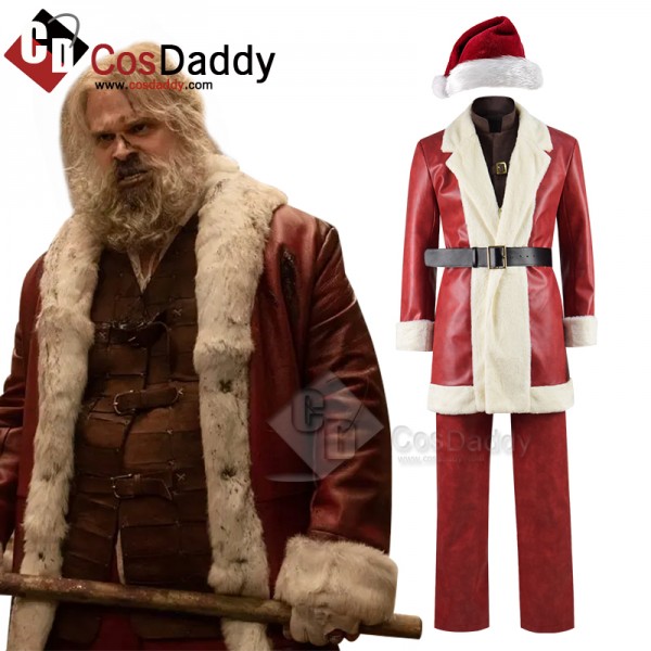 2022 Movie Violent Night Santa Claus David Harbour Cosplay Costume Christmas Party Suit