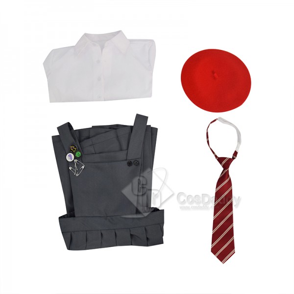 Roald Dahl’s Matilda The Musical Hortensia Cosplay Costume School Uniform Red Beret