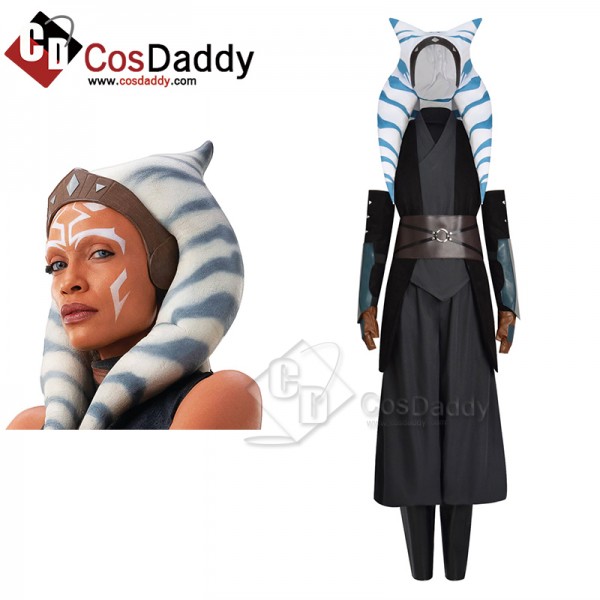 Star Wars The Mandalorian S2 Ahsoka Tano Cosplay Costume Headpiece Halloween Party Suit