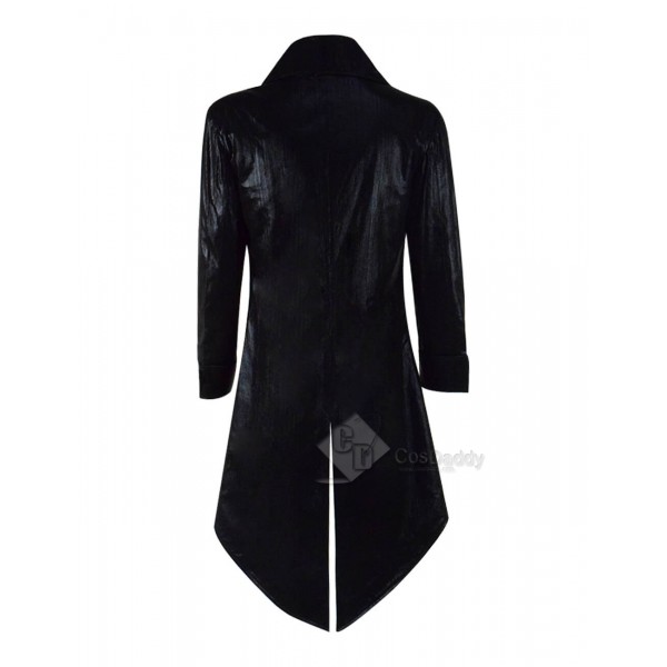 Gothic Steampunk Leather Jacket Costume Black Pinstripe Clothing