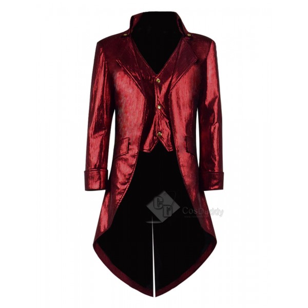 Gothic Steampunk Leather Jacket Costume Black Pinstripe Clothing
