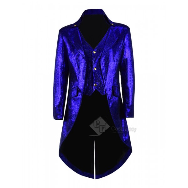 Steampunk Fashion Tailcoat Victorian Gothic Leather Jacket Litchi Pattern Costume