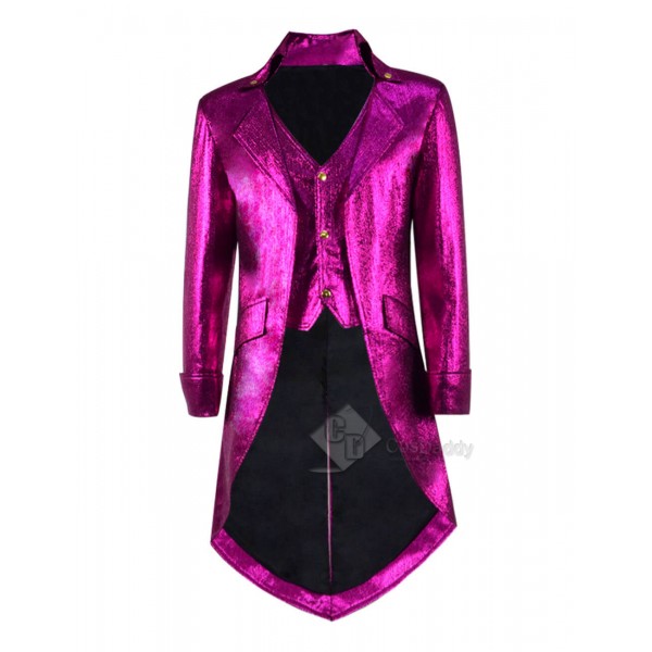 Steampunk Fashion Tailcoat Victorian Gothic Leather Jacket Litchi Pattern Costume