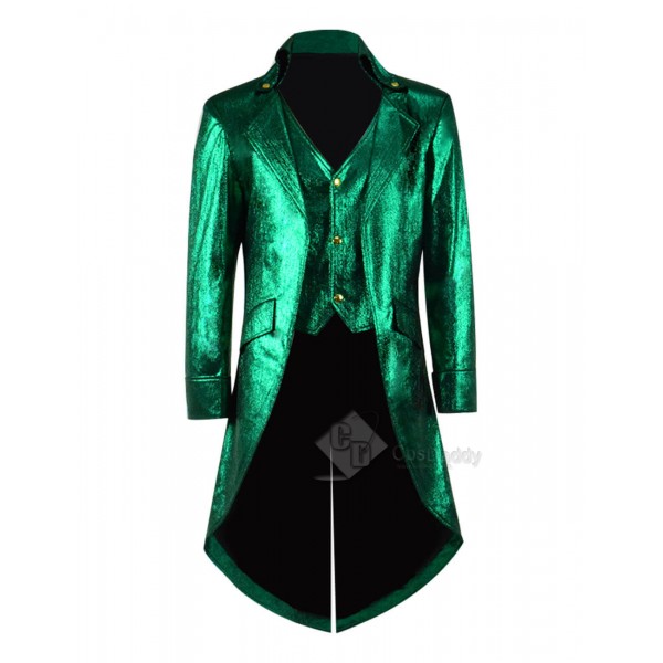 Steampunk Fashion Tailcoat Victorian Gothic Leather Jacket Litchi Pattern Costume