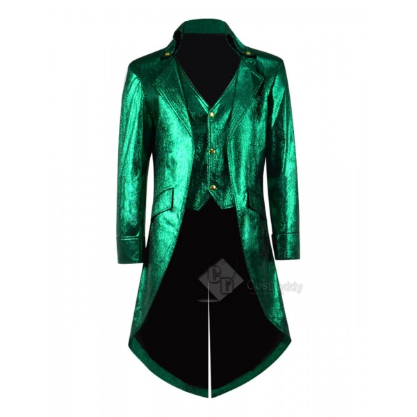 Steampunk Fashion Tailcoat Victorian Gothic Leather Jacket Litchi Pattern Costume