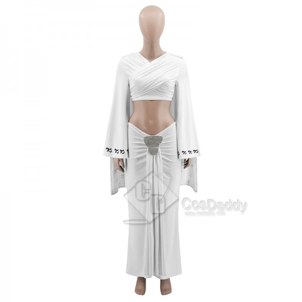 Star Wars Queen Padme Amidala Tatooine Outfit Cape Dress Costume Halloween Suit White Version