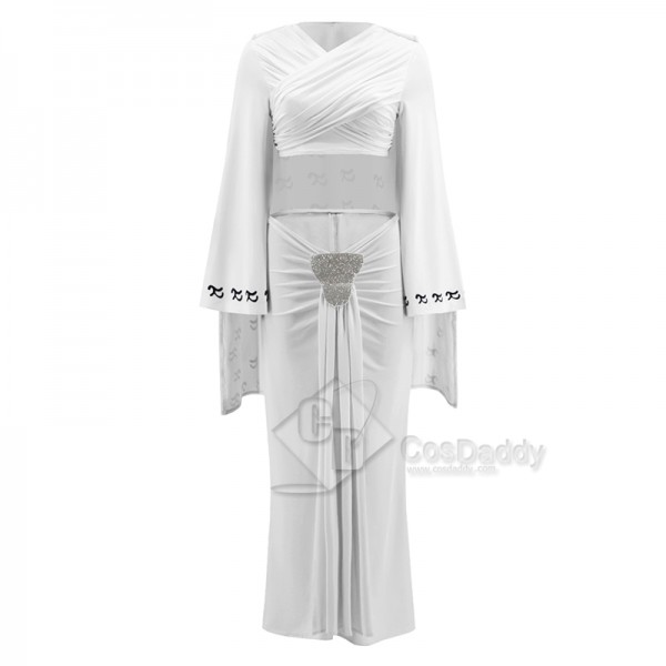 Star Wars Queen Padme Amidala Tatooine Outfit Cape Dress Costume Halloween Suit White Version